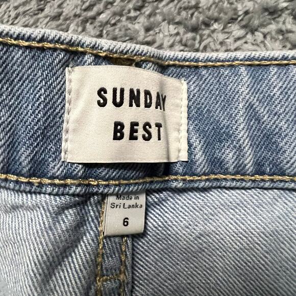 Sunday Best Aritzia Jeans Womens 6 (30x31) Distressed Straight High Rise - Picture 5 of 10